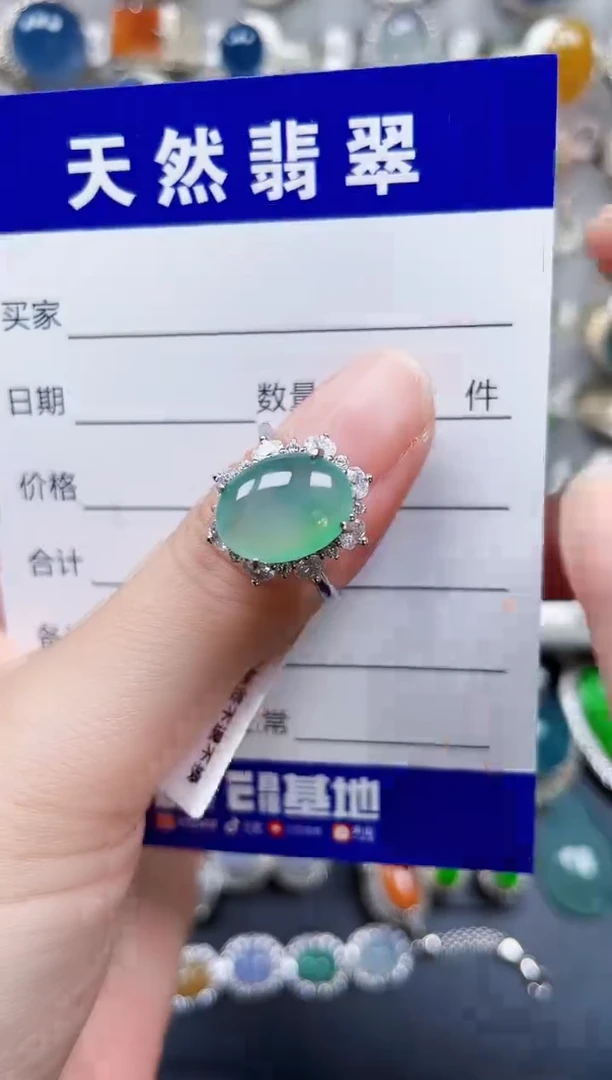 银S925镶嵌戒指翡翠374