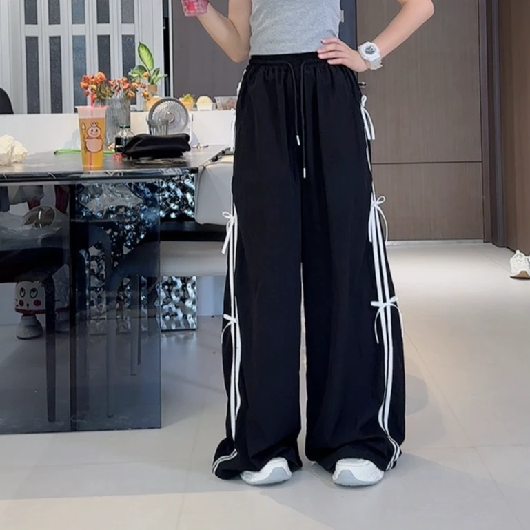 TTY青少年装   2025夏季宽松休闲高级感蝴蝶结阔腿工装裤279261