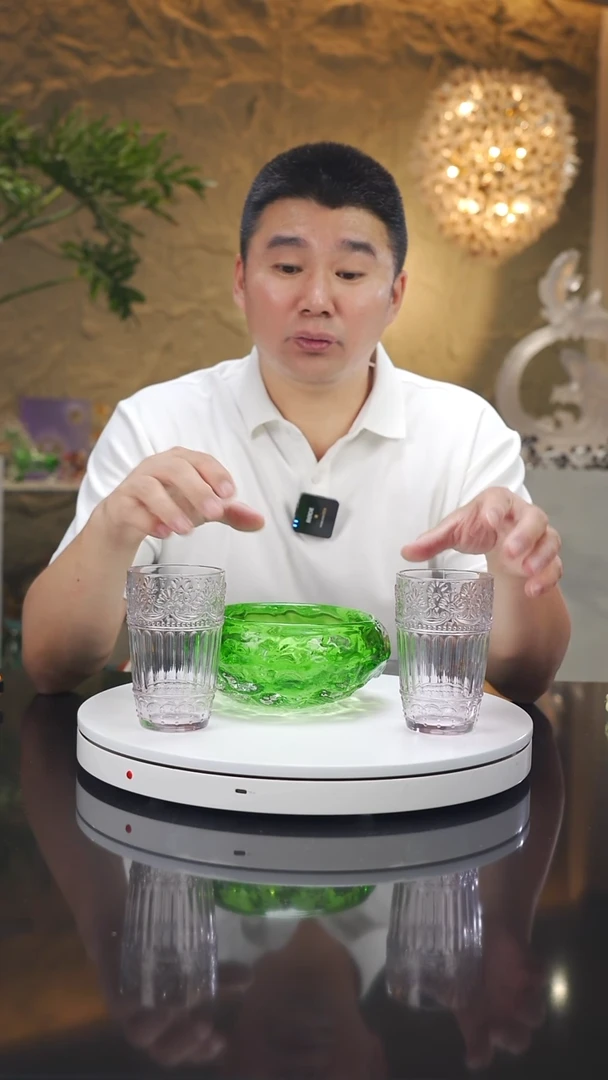 瓷片福利绿色水波纹果碗带粉色水杯一对