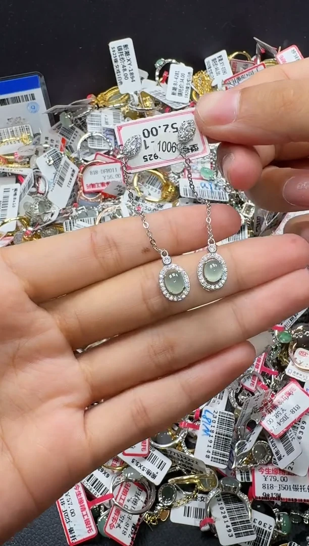 翡翠戒指银S925镶嵌戒指277