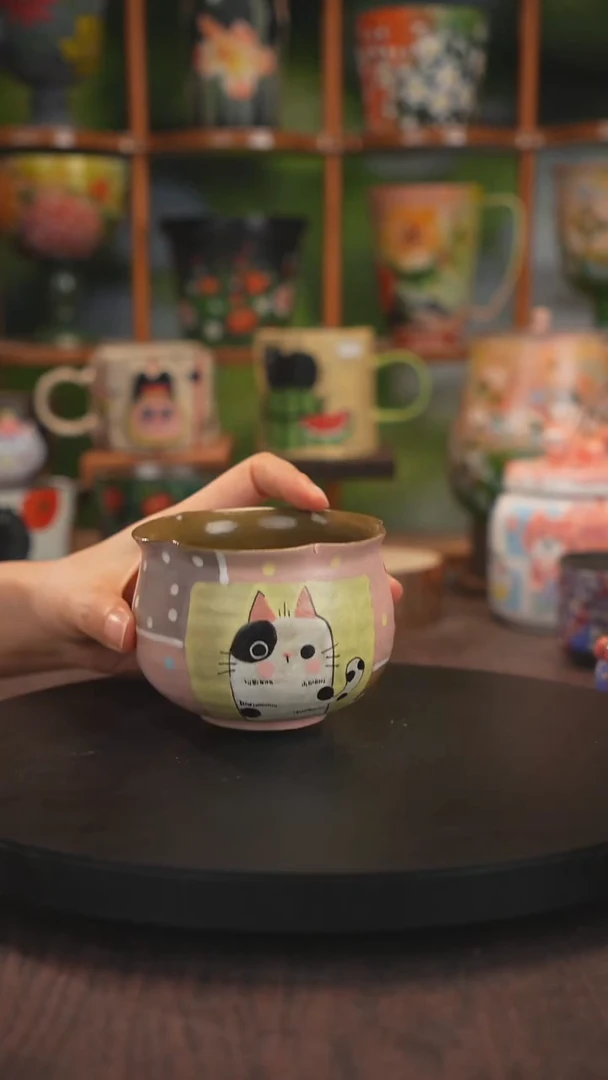 紫砂油画釉下彩手绘脏脏杯