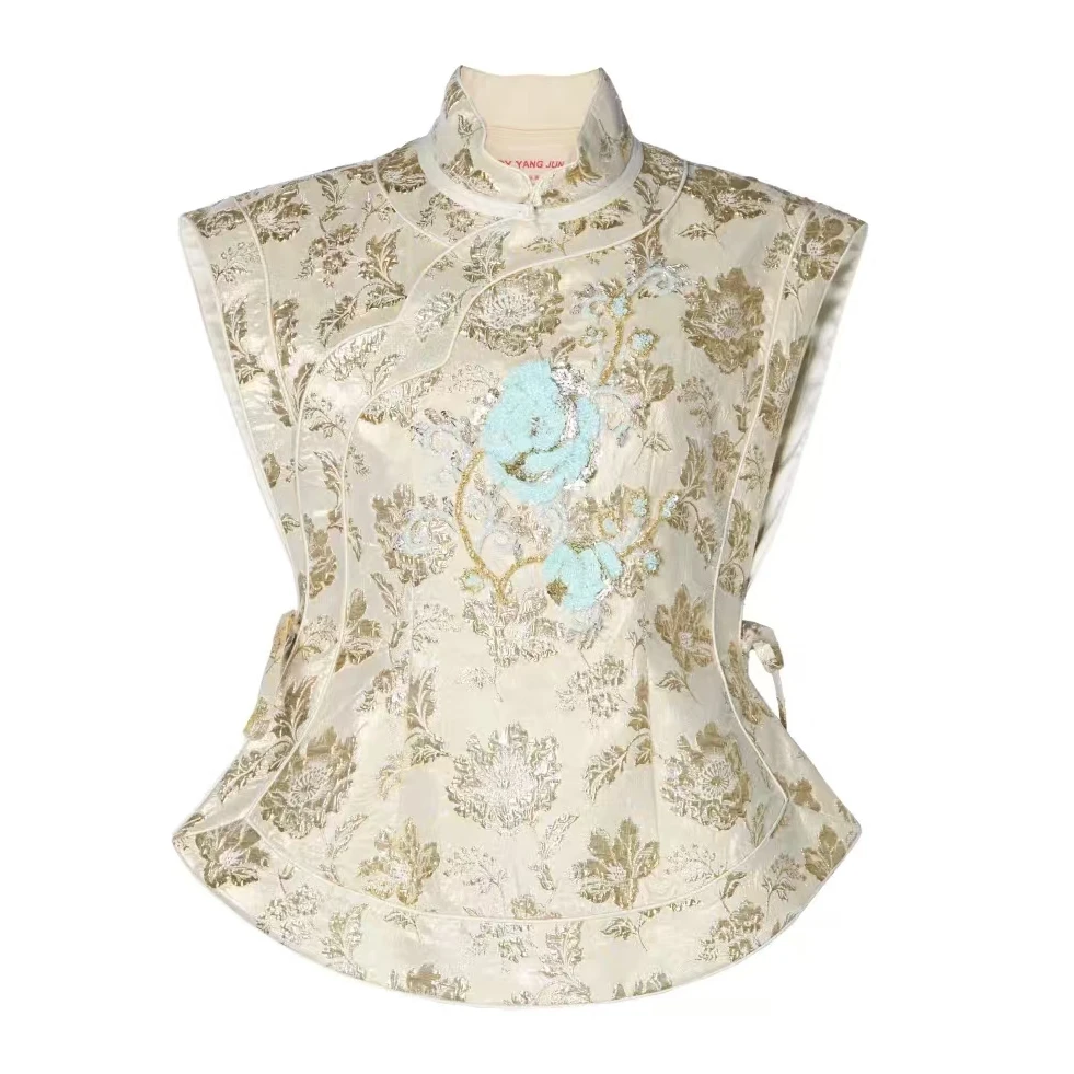 JUN BY YANCJUN 鎏金虞美人中式斜襟马甲