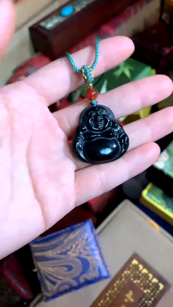 【闪购商品】和田玉（墨玉）吊坠(赠链)未镶嵌德诚精品专属摆件
