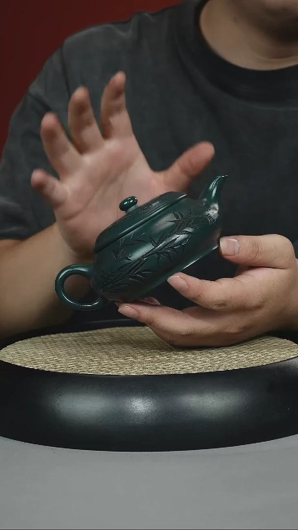 茶壶紫砂苏门答腊青 明炉 刻绘山水