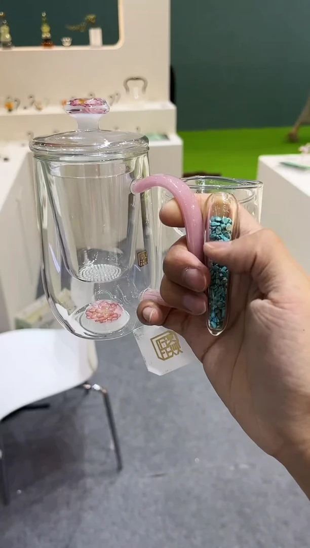 优雅杯粉海棠加绿松石半月公杯