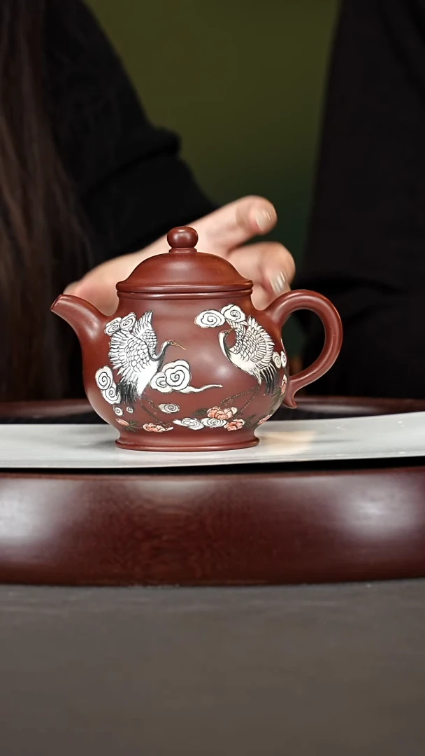 茶壶紫砂23PHJ潘壶 龙血砂310cc'