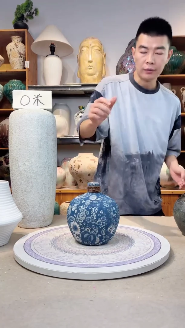 瓶陶瓷花瓶  福利  青花麻绳小号  不装水