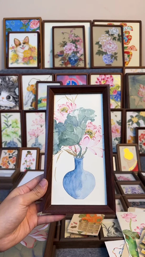 木双层款七*花瓶荷花15x27