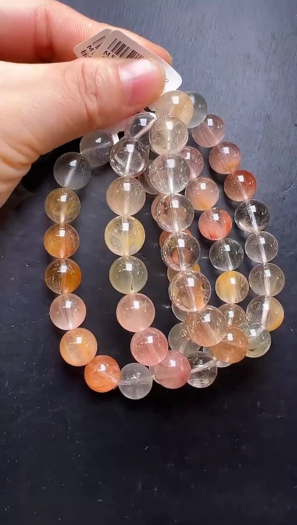 未镶嵌手串水晶多样性发一彩发晶手串11-12m+  M50095X