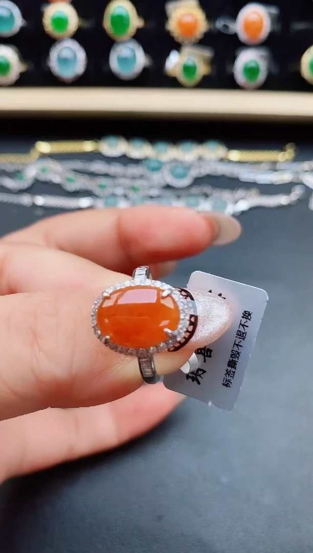 翡翠戒指银S925镶嵌5080805