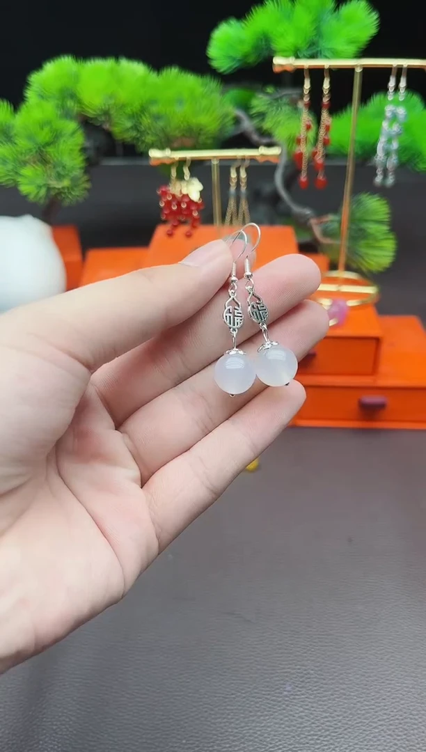 玛瑙/玉髓耳饰银S925镶嵌522