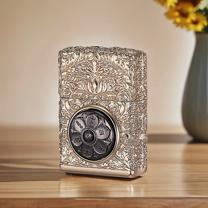 ZORRO富贵花六字真言盔甲铜壳煤油打火机高端砂轮防风火机