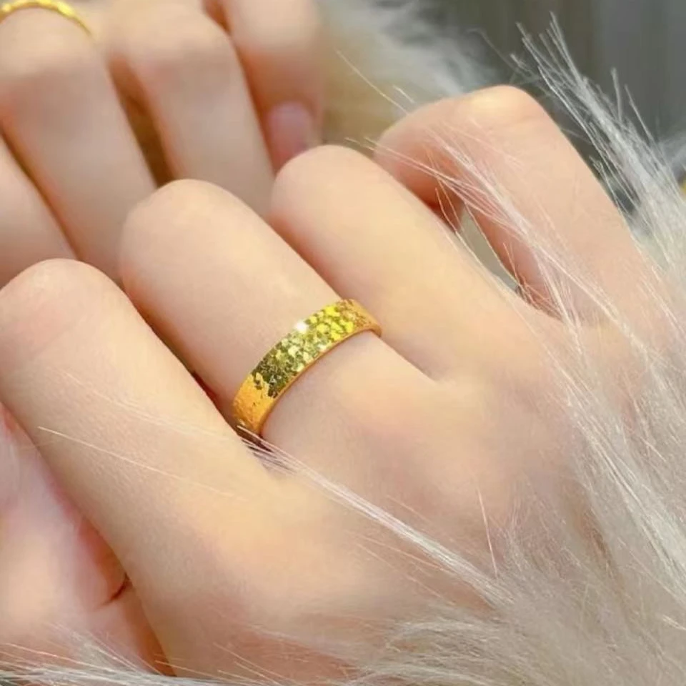 足银戒指 足银戒指 碎冰冰戒指包金工艺百搭时尚