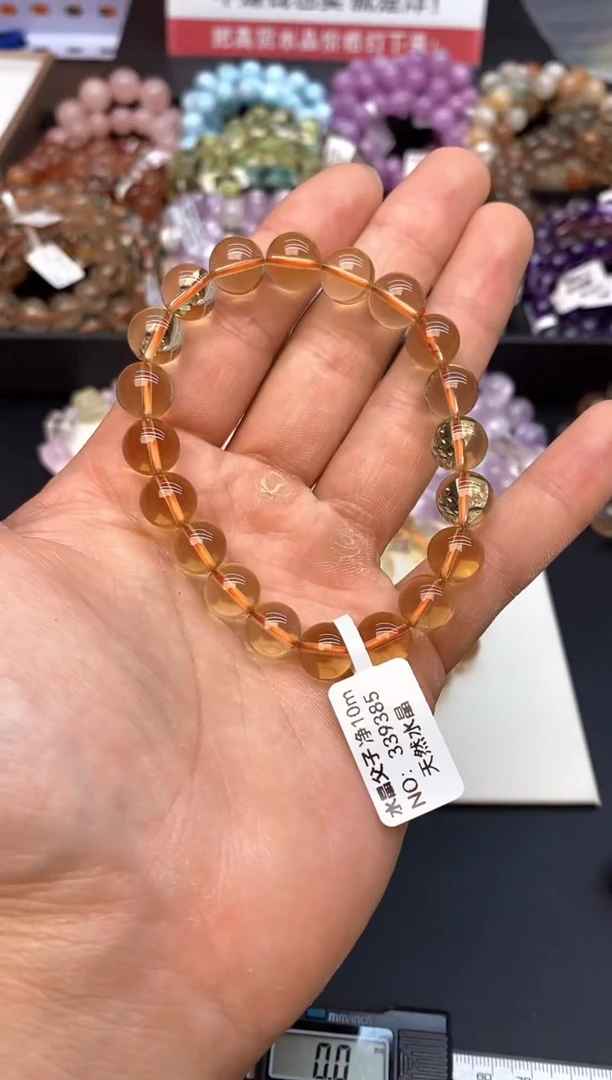 水晶手链未镶嵌A23 黄水 10mm