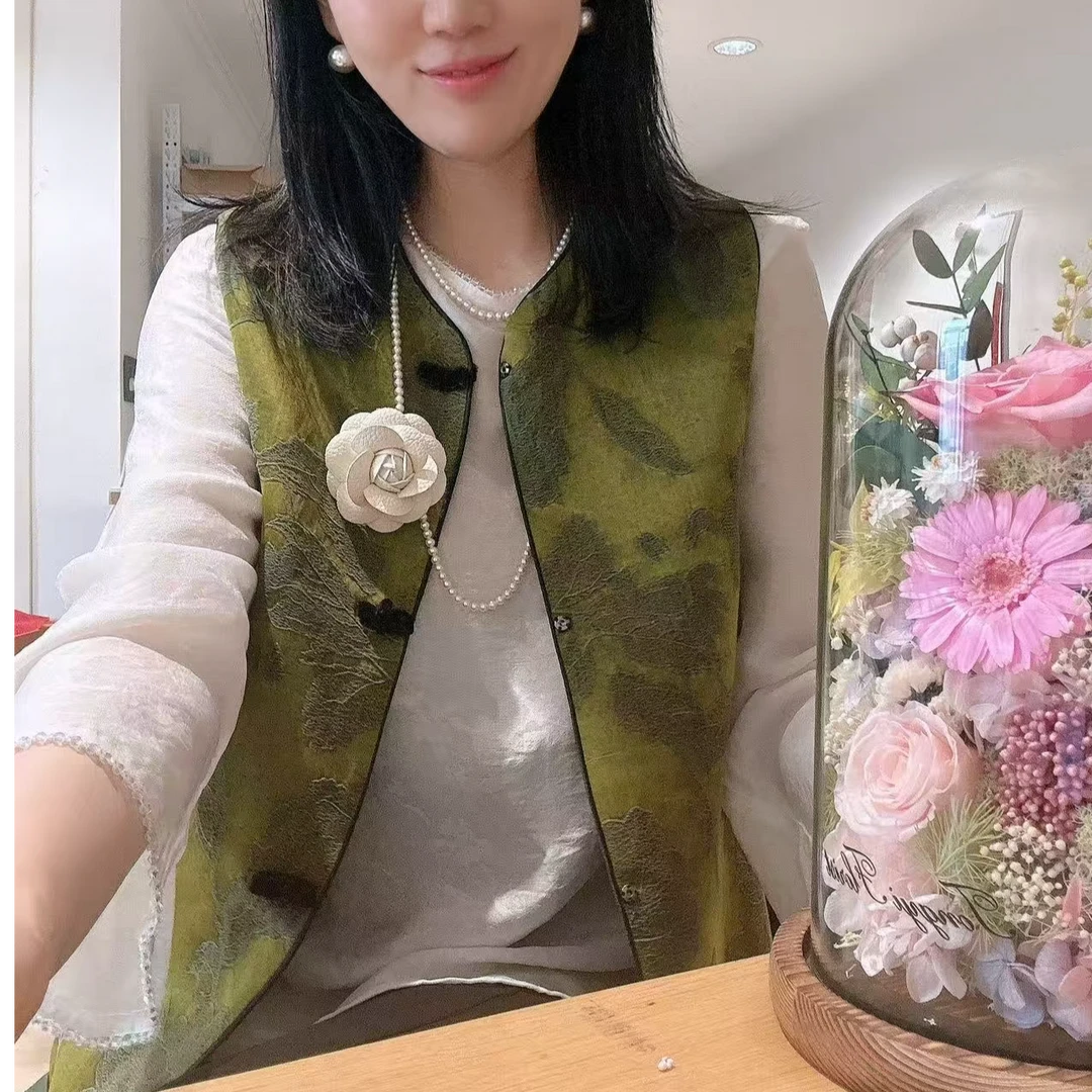 气质重工圆领中式马甲-干洗