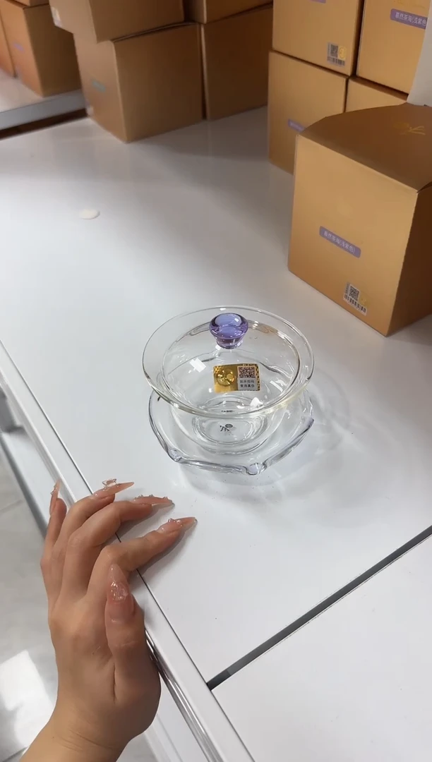 @@禾器禅语盖碗浅紫色