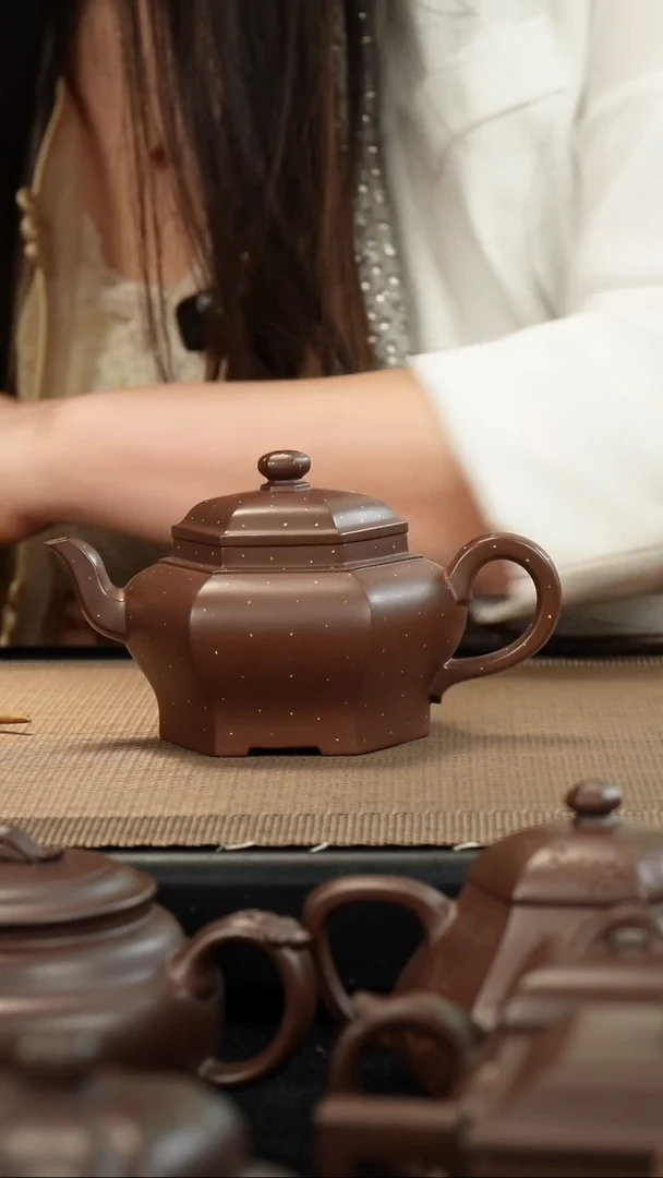 茶壶紫砂老紫泥六方宫灯200