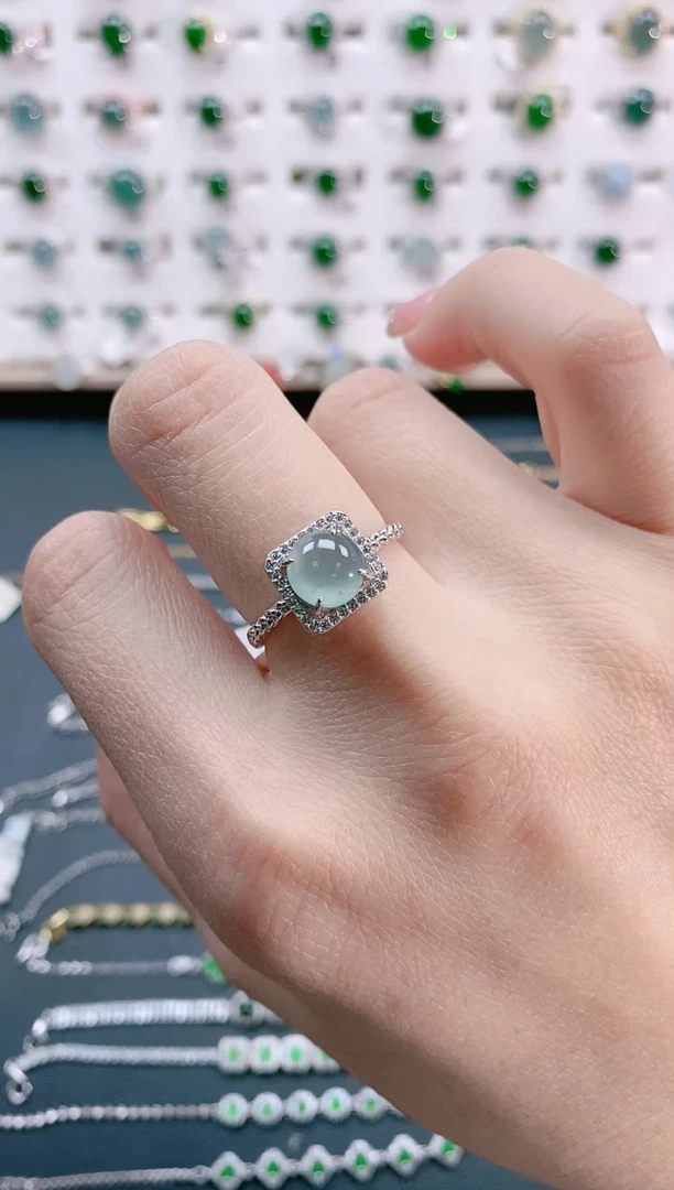 【闪购商品】翡翠戒指银S925镶嵌天然翡翠