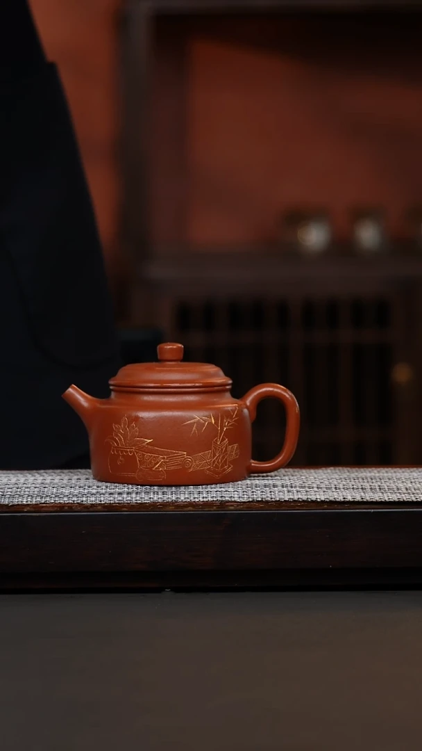 茶壶紫砂赵庄鹅黄朱泥刻绘德钟