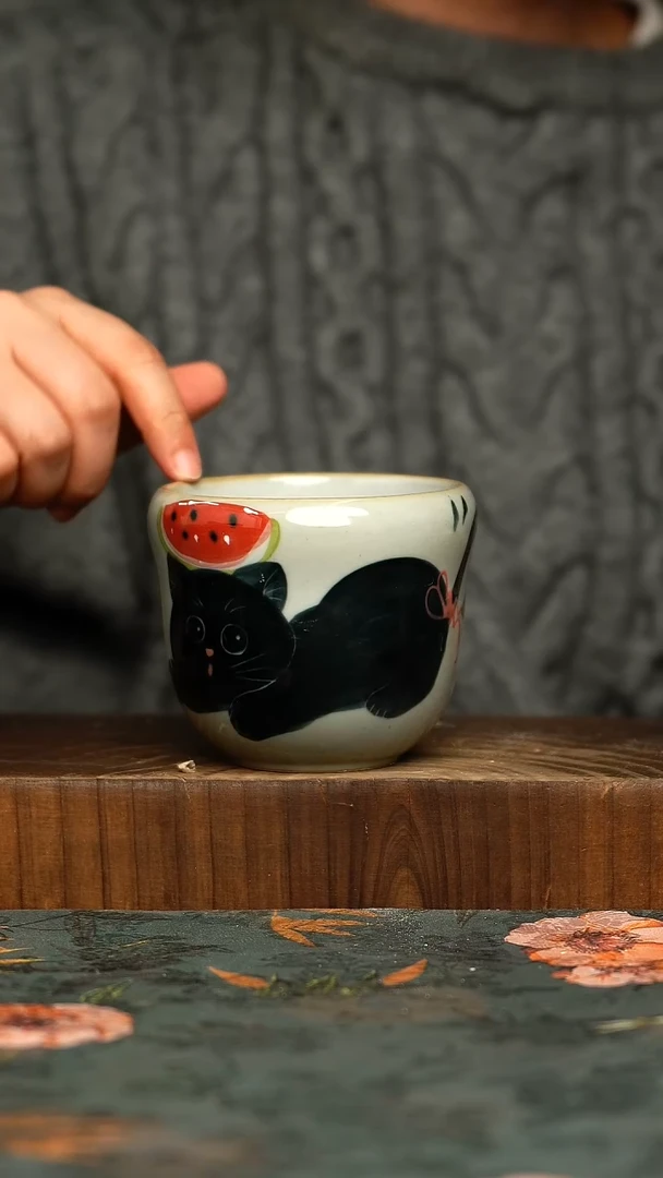 杯釉下彩手工手绘同款陶器