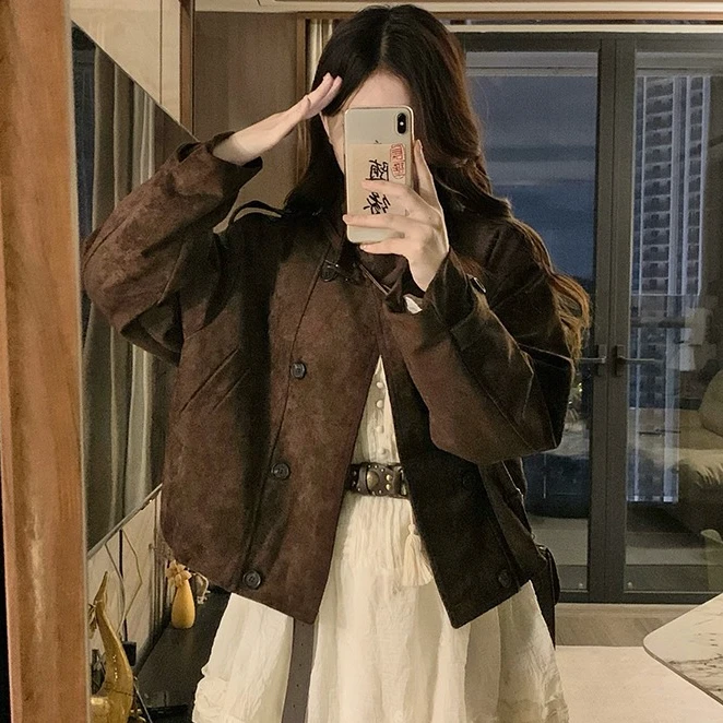 设计感韩系复古美拉德短外套2025秋冬季新款小个子百搭夹克冲锋衣