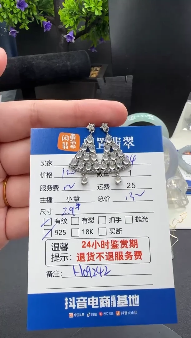 银S925镶嵌翡翠耳饰翡翠耳饰