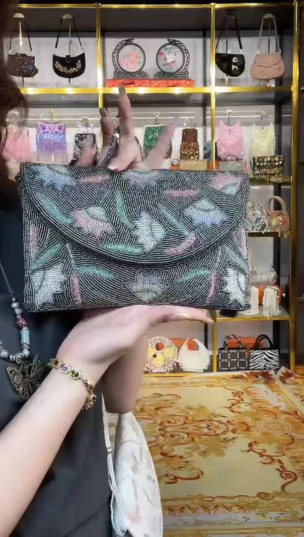 织物珠韵恒泽重工串珠手提包
