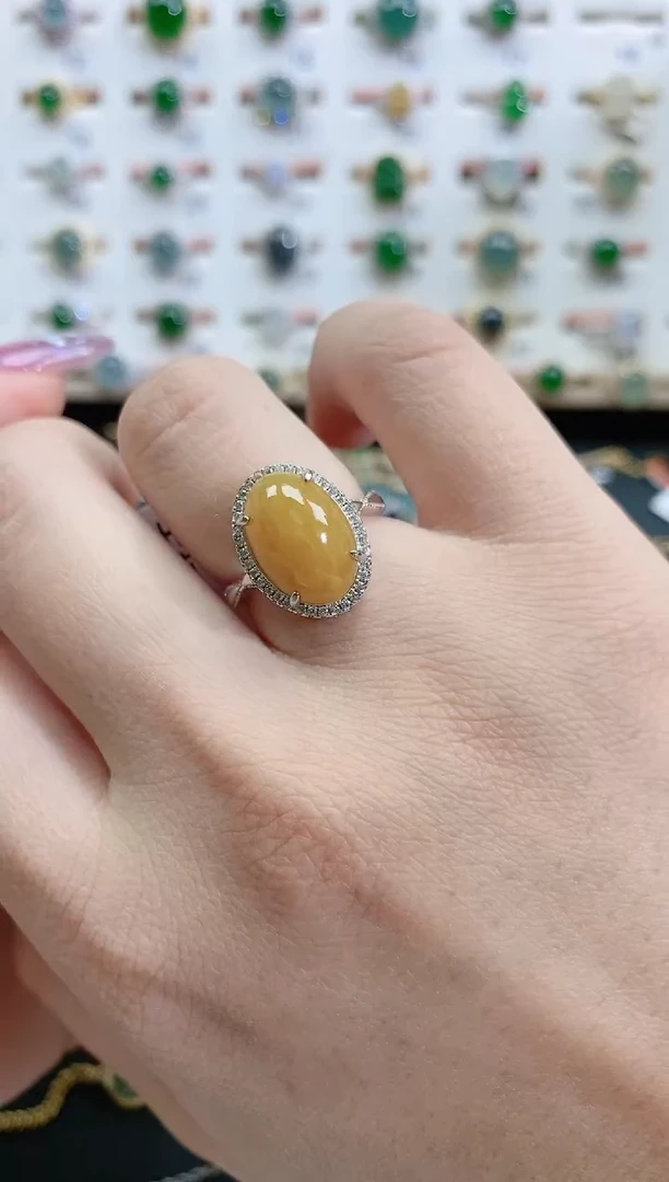 银S925镶嵌戒指翡翠天然翡翠