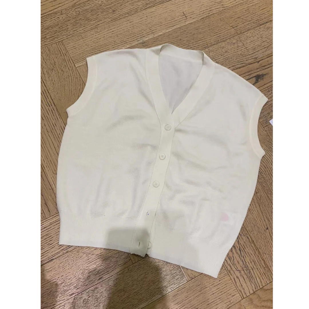 【no退no换 谨慎下单】V领单排扣无袖针织背心 5253