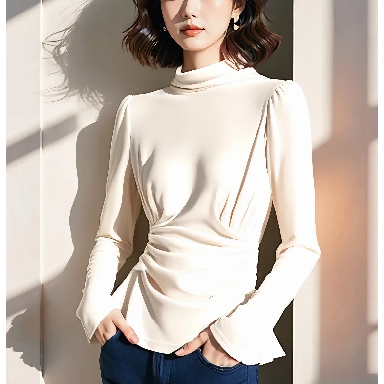 法式独特超好看小香风内搭衬衫2024冬季轻奢高级感白色丝绒上衣女