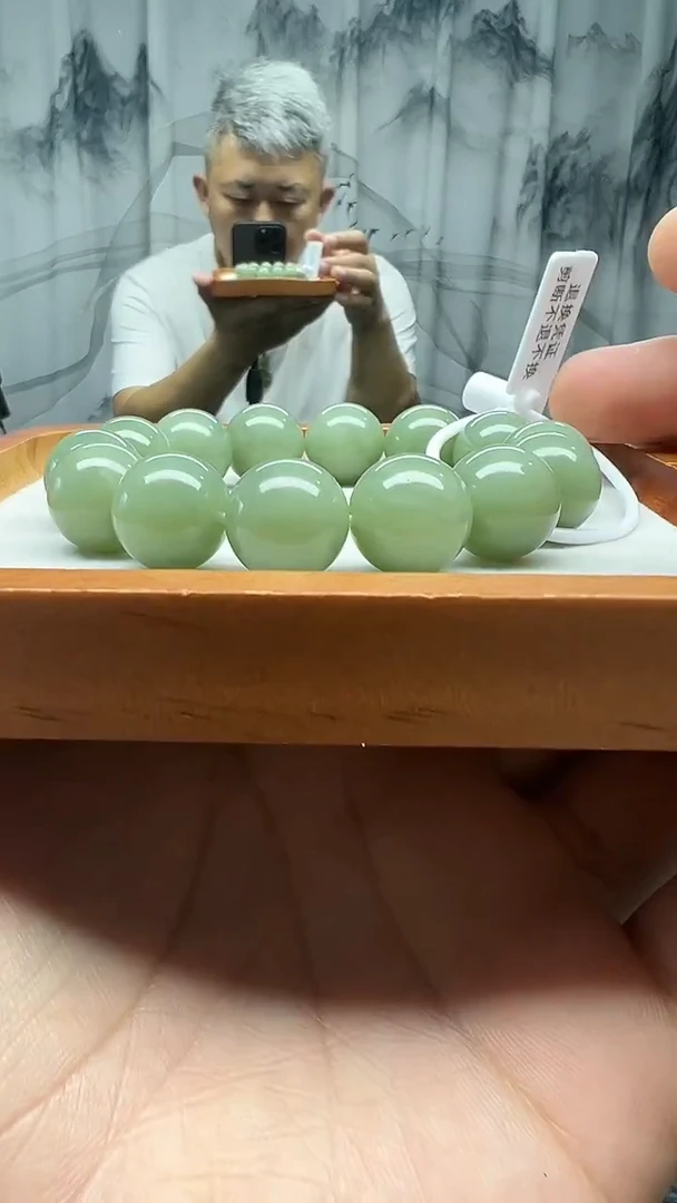 手串未镶嵌和田玉鸭蛋青卡16纯天然拍一发一