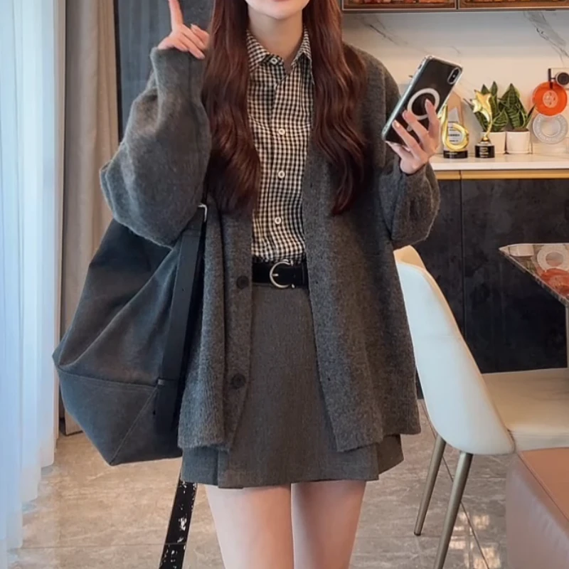 2025新款设计感百搭慵懒风宽松针织开衫上衣LK2505505