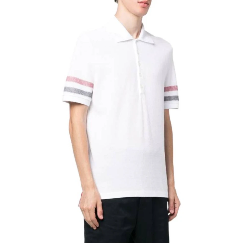 未使用 THOMBROWNE 白色条纹短袖Polo mts10396