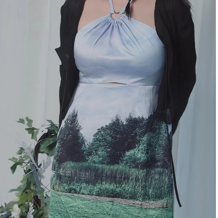 半月天使微胖少女 原创设计 “queen goose”惊艳爱心绑带连衣裙