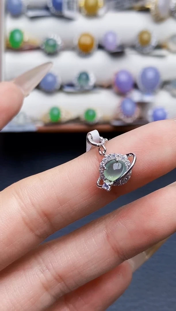 银S925镶嵌戒指翡翠0108