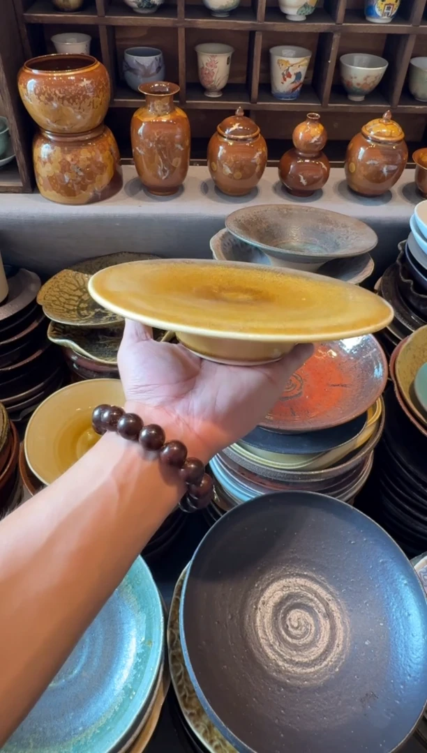 瓷片9 寸黄玉手工盘（福利款）