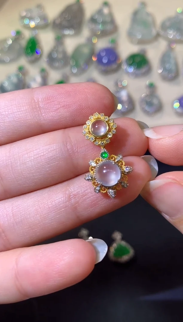 翡翠18K金镶嵌吊坠(不含链)A33|2980