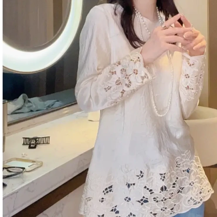 国风镂空上衣2025新款春季新中式时尚内搭轻奢高级感气质打底衫