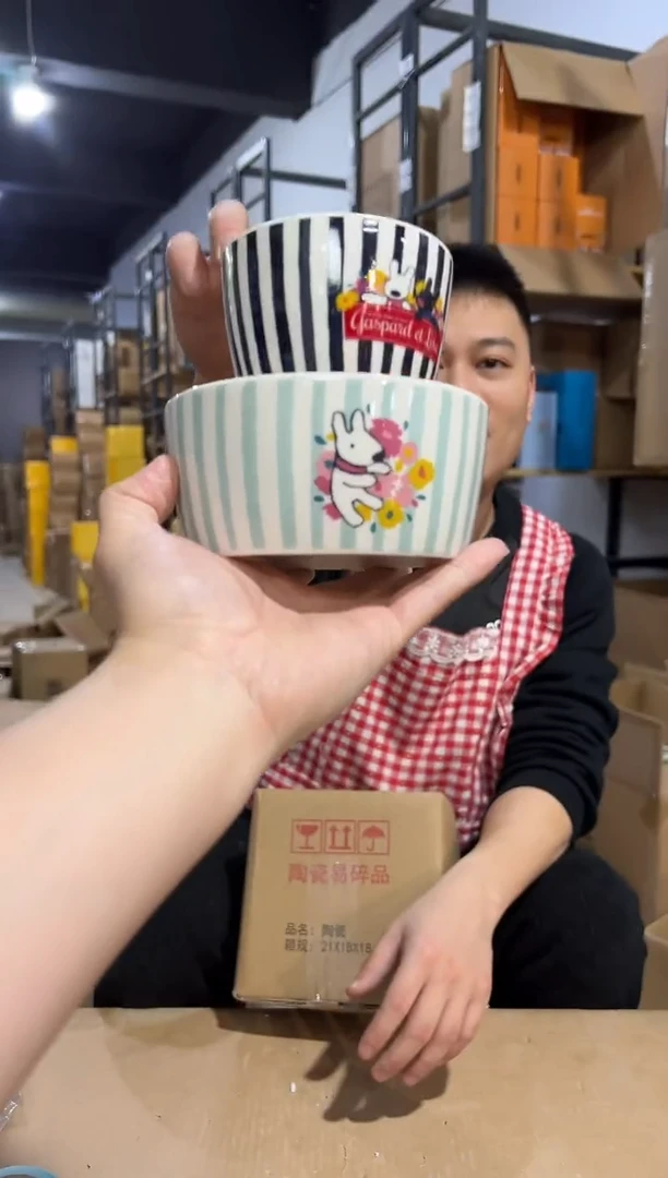 【闪购商品】杯条纹大小碗2件套 陶瓷