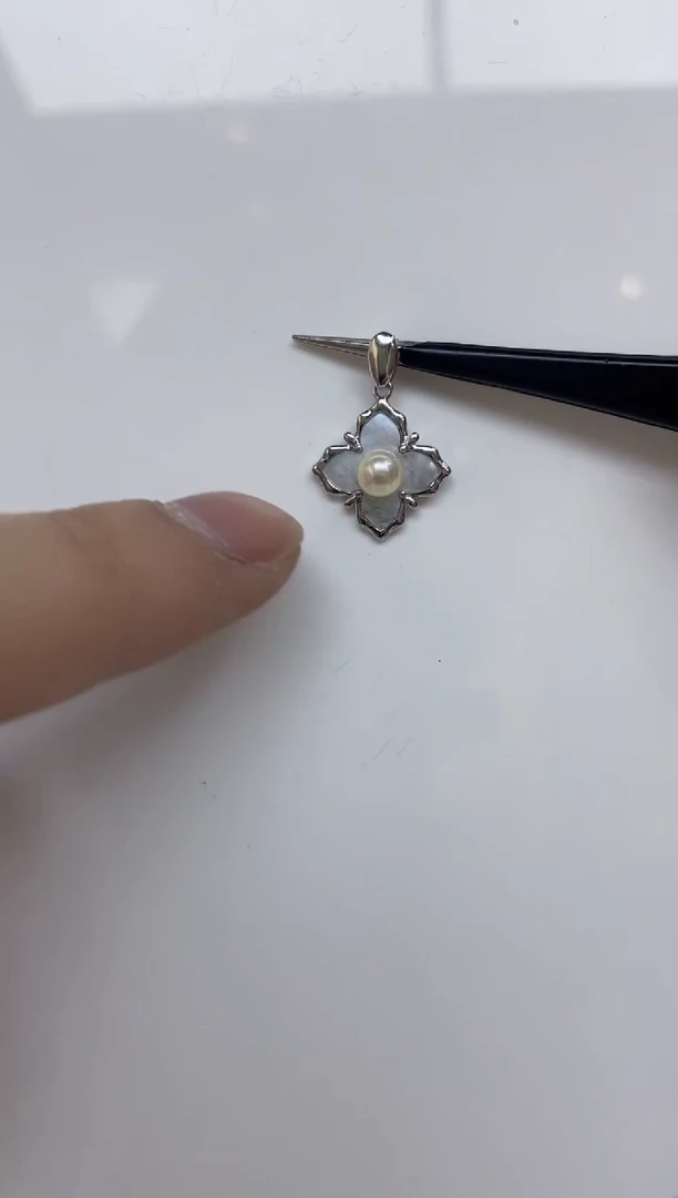 海水珍珠银S925镶嵌颈饰