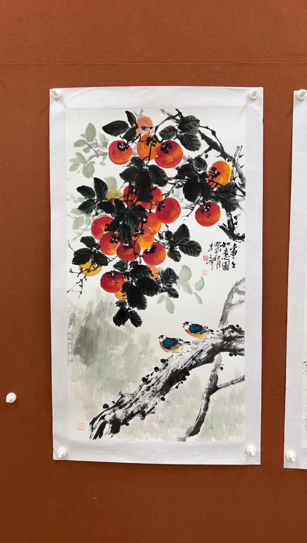 国画李文峰三尺整张花鸟