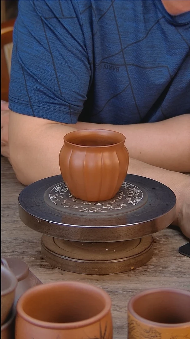 茶壶紫砂天*朱泥菱花主人杯