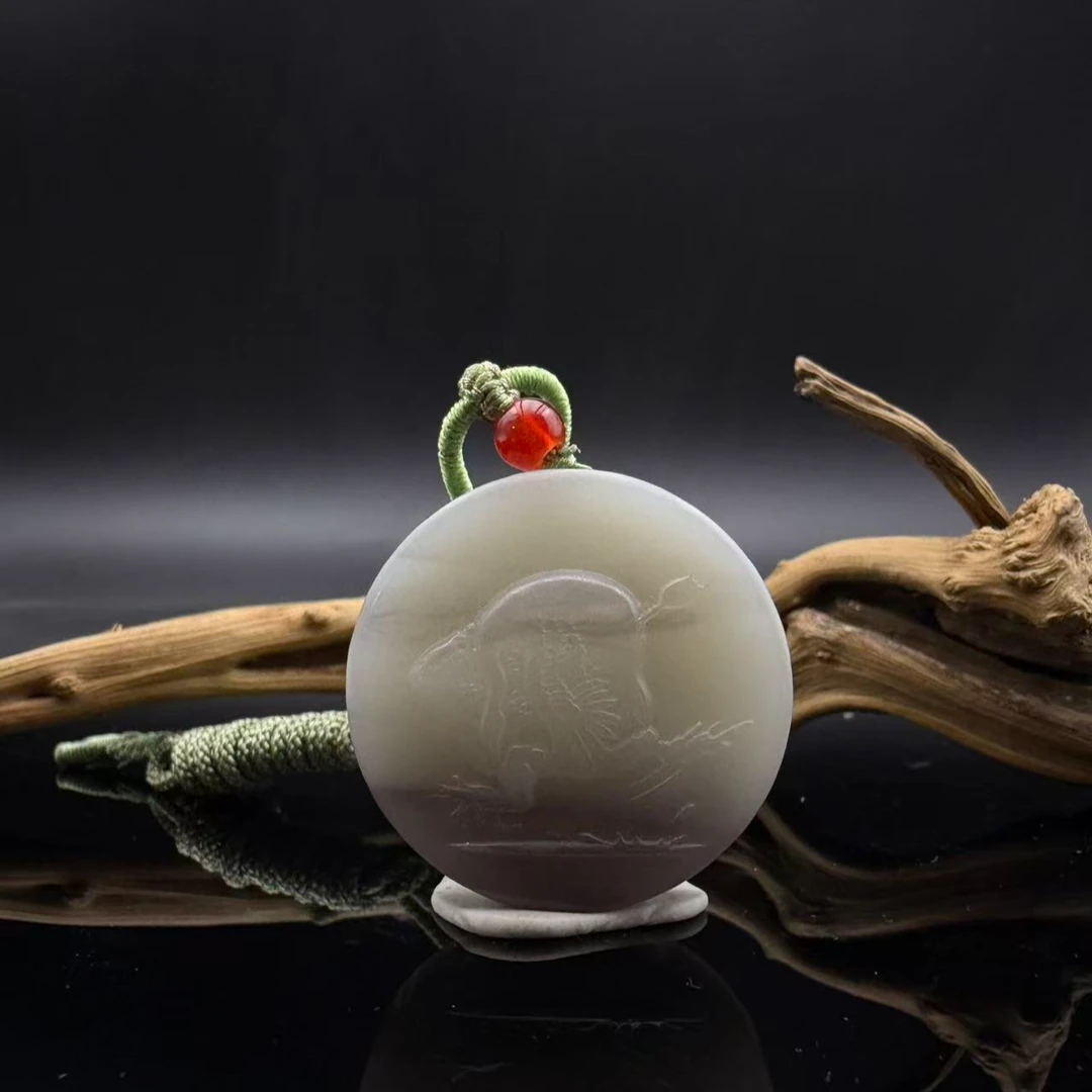 和田玉烟紫金蝉吊坠2714