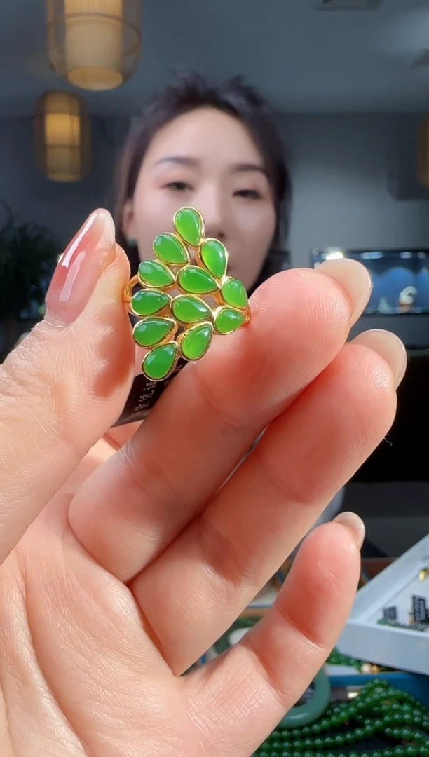 银S925镶嵌戒指和田玉1