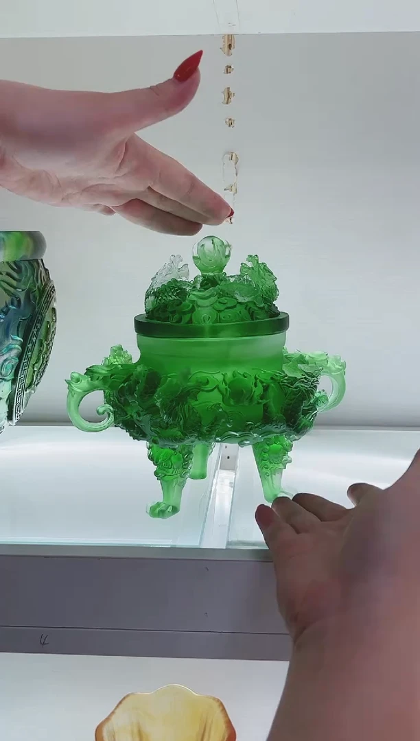 手工艺品琉璃古法琉璃九龙香炉