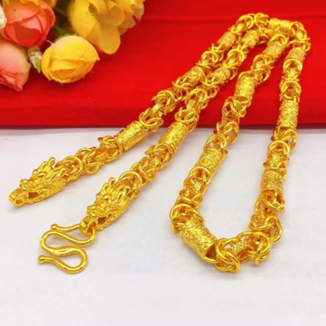 合金项链 合金材质【龙柱项链】时尚潮流金色霸气素款精美大气气质