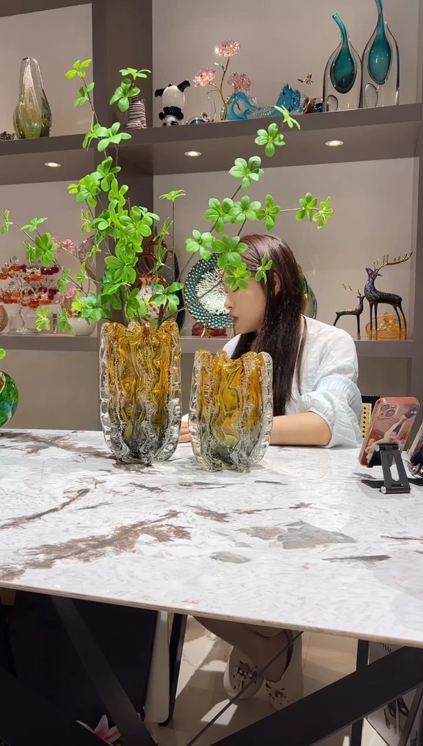 渐变气泡花瓶一对
