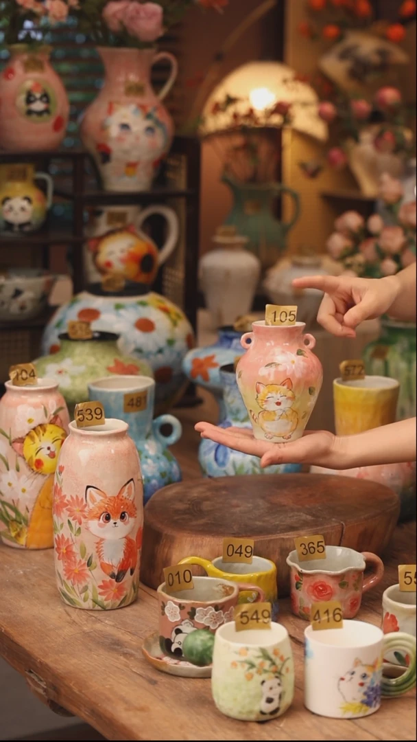 陶瓷105景德镇设计师手作花器摆件侘寂风