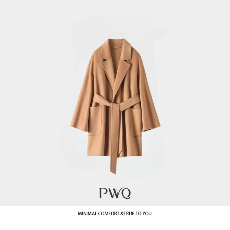 【本真】大衣中长款浴袍款羊绒系带拱针气质ZSQ-2561899DD