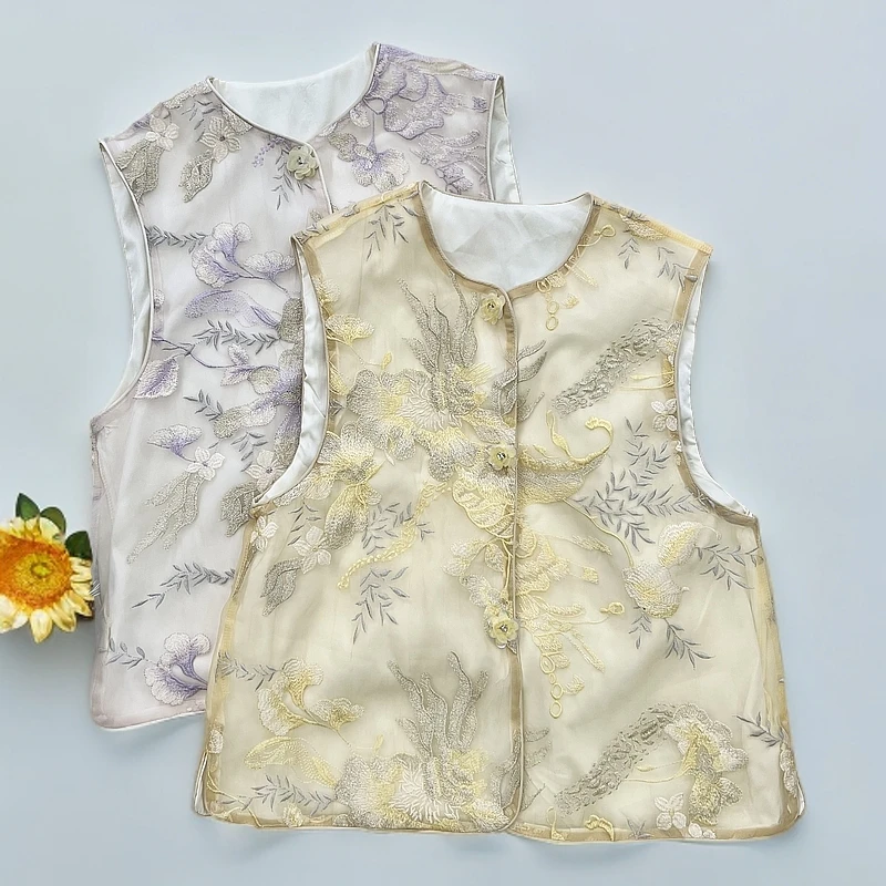 【叶子服饰】夏季新款时尚国风刺绣提花气质马夹25162